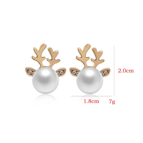 Christmas Reindeer Earring Pearl