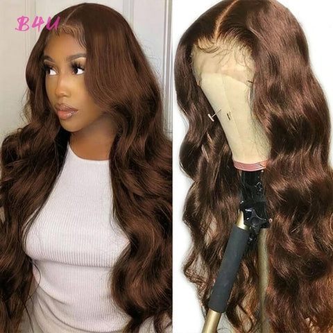 Chocolate Brown Lace Front Wig Colored Human Hair Wigs