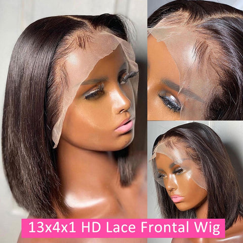 Short Bob Lace Front Human Hair Wig - Pre Plucked - shopawura